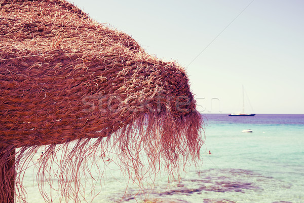 şemsiye plaj İspanya Retro etki Stok fotoğraf © nito
