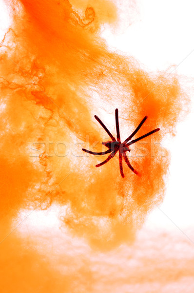 ハロウィン オレンジ クモの巣 恐ろしい クモ 装飾 ストックフォト © nito