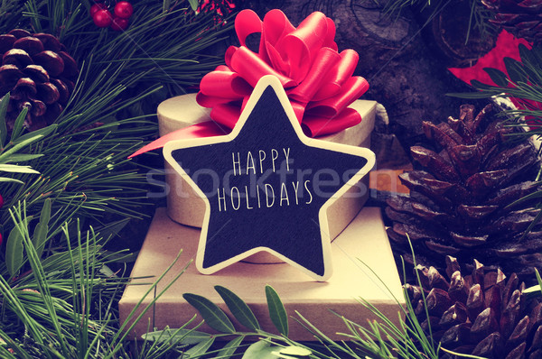 star-shaped chalkboard with the text happy holidays Stock photo © nito