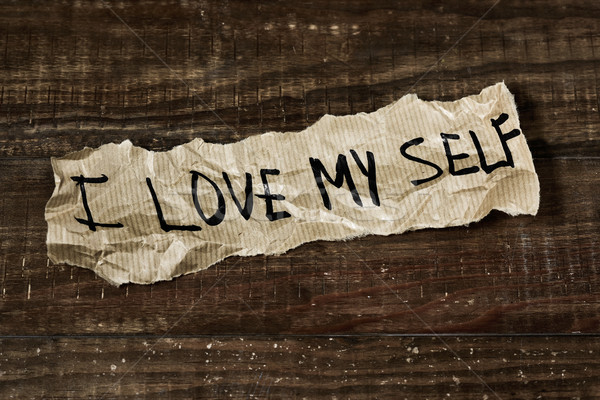 text I love myself written in a piece of paper Stock photo © nito