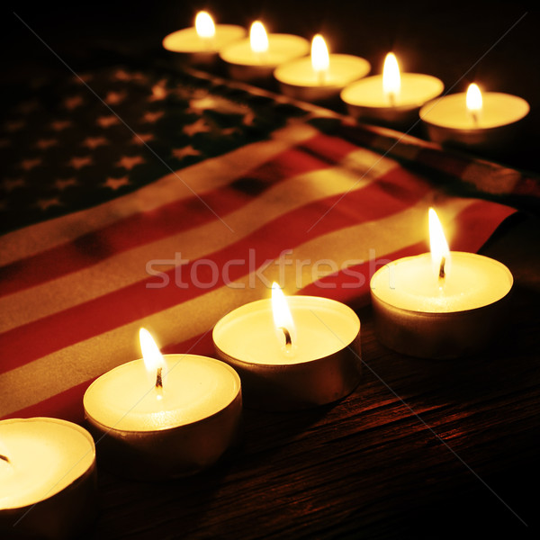 Foto d'archivio: Bandiera · Stati · Uniti · candele · luce · notte · servizio