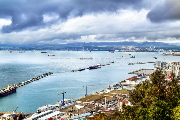 Widok z lotu ptaka gibraltar rock portu morze Śródziemne morza Zdjęcia stock © nito