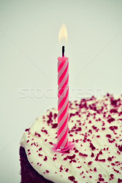 lighted candle on a cake, vignetted Stock photo © nito