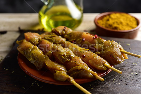 spiced chicken meat skewers Stock photo © nito