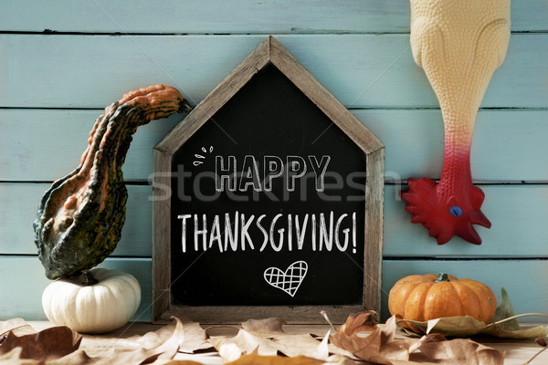 Stock photo: plucked turkey and text happy thanksgiving