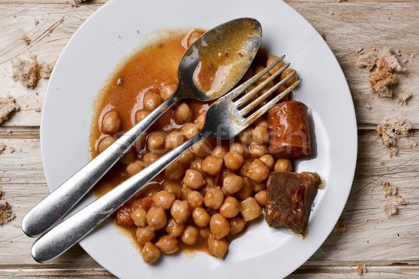 remainders of a dish of chickpea stew Stock photo © nito