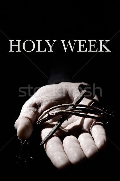 text holy week, nail and crown of thorns Stock photo © nito