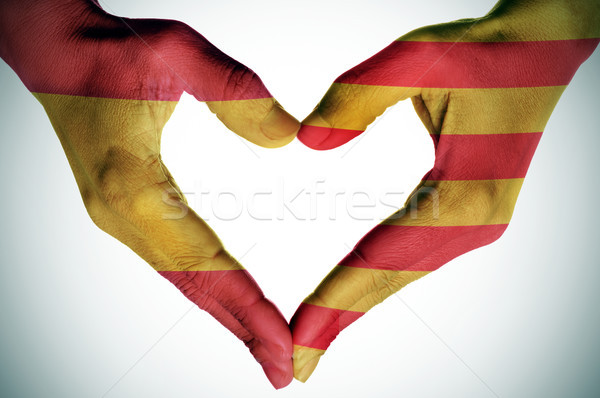 heart with the Catalan and the Spanish flags Stock photo © nito