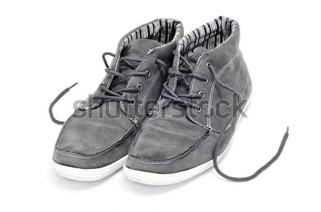 Stiefel Paar schwarz weiß Mann Fuß Stock foto © nito