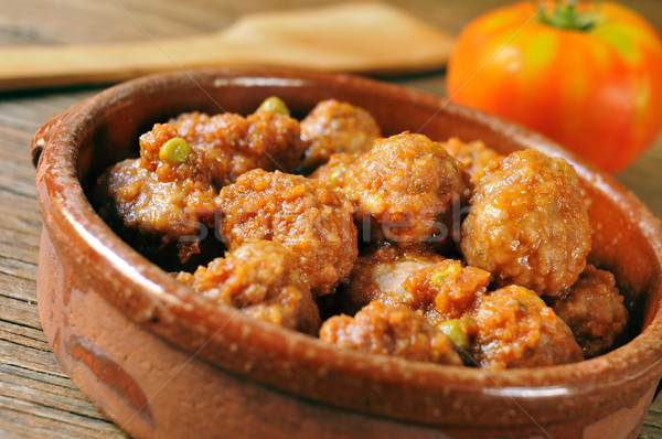 Espagnol boulettes de viande ragoût bol viande Photo stock © nito