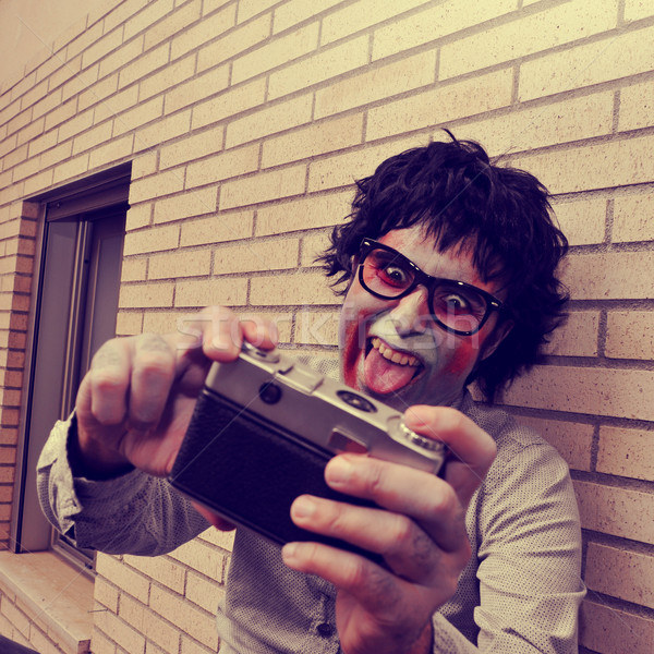 Hipster Zombie Aufnahme Retro Wirkung scary Stock foto © nito