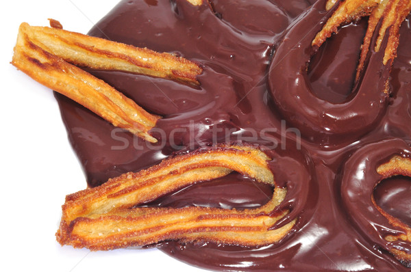 churros con chocolate, a typical Spanish sweet snack Stock photo © nito