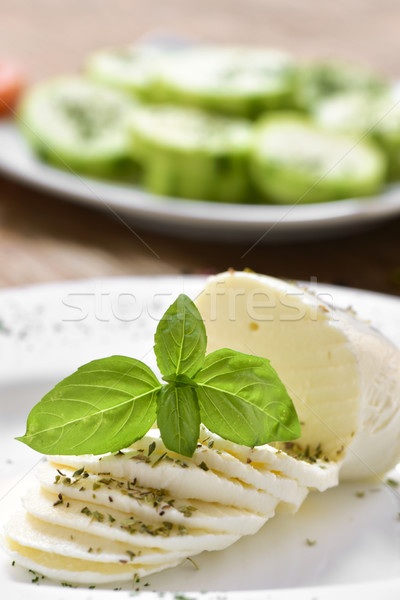 sliced fresh cheese in a plate Stock photo © nito