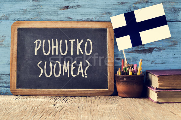 question do you speak Finnish? written in Finnish Stock photo © nito