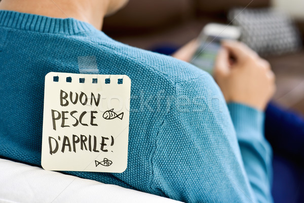 buon pesce d aprile, happy april fools day in italian Stock photo © nito