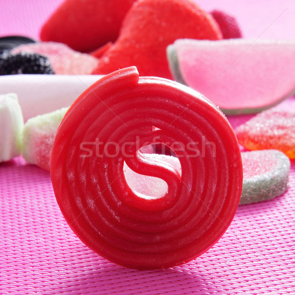 Cukorkák közelkép piros medvecukor kerék köteg Stock fotó © nito
