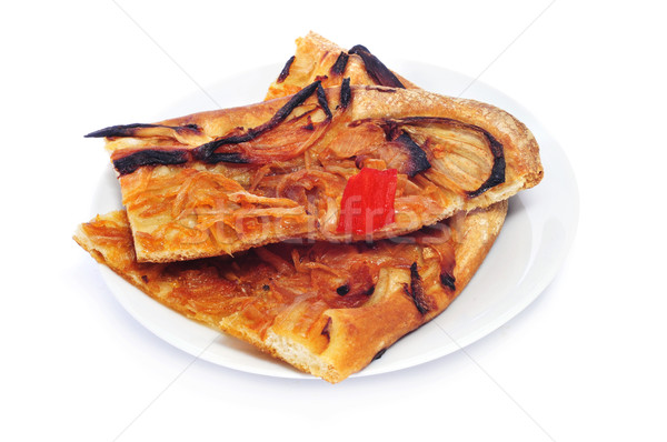 Típico plato blanco pizza torta pan Foto stock © nito