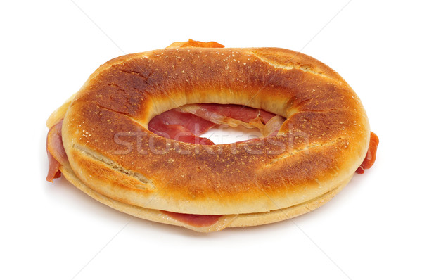 spanish rosca de jamon serrano, a donut-shaped serrano ham sandw Stock photo © nito