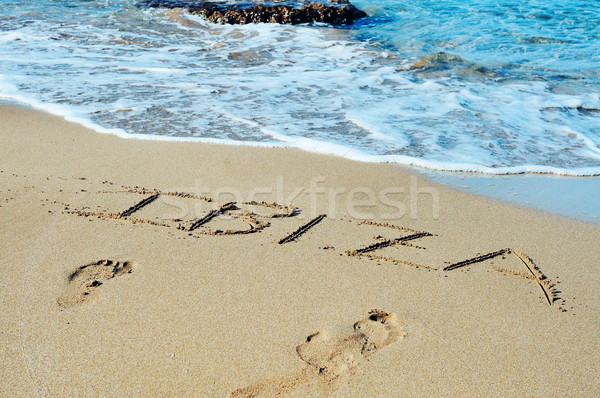 Ibiza written in the sand Stock photo © nito