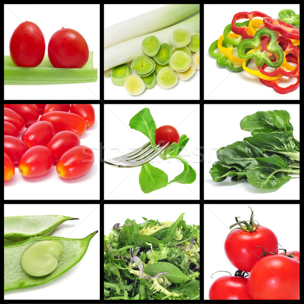Сток-фото: овощей · коллаж · девять · фотографий · различный · красный