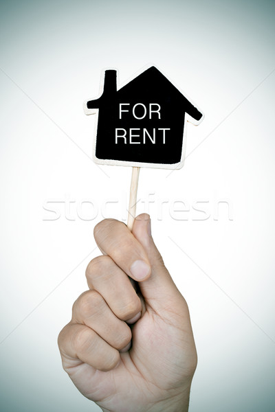 man holding a house-shaped chalkboard with the text for rent, sl Stock photo © nito