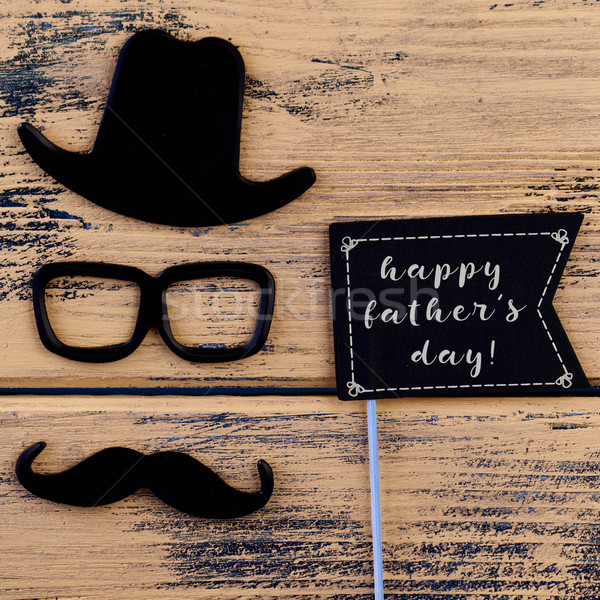 Homem cara texto feliz dia dos pais preto bigode Foto stock © nito