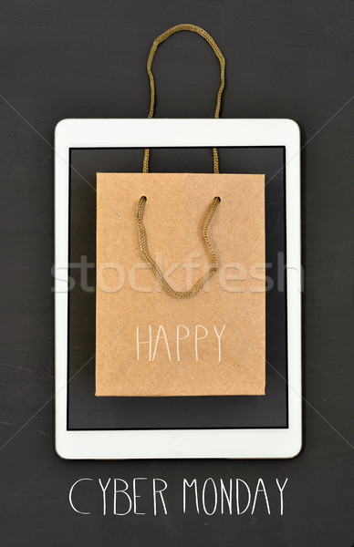 text happy cyber monday and shopping bag Stock photo © nito