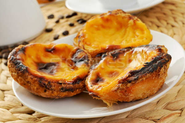 pasteis de nata, typical Portuguese egg tart pastries Stock photo © nito