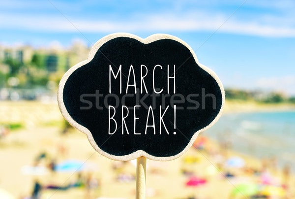 march break in a black signboard on the beach Stock photo © nito