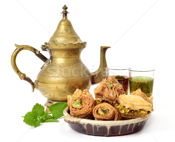 tea and assorted baklava pastries Stock photo © nito