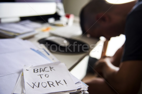 man at office and text back to work in a note Stock photo © nito