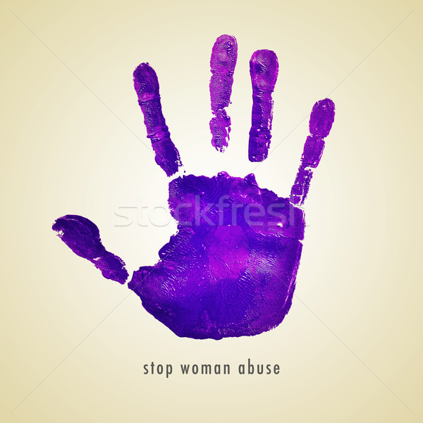 Arrêter femme abus violette main crime Photo stock © nito