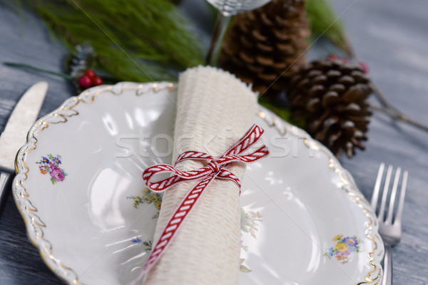 表 セット クリスマス ディナー 素朴な 木製のテーブル ストックフォト © nito