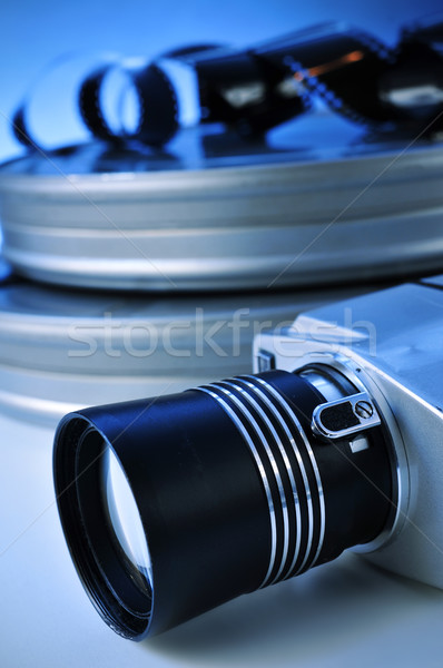 film camera and movie film reel canisters Stock photo © nito