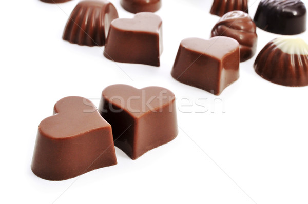 Chocolade voedsel teken witte aanwezig Stockfoto © nito