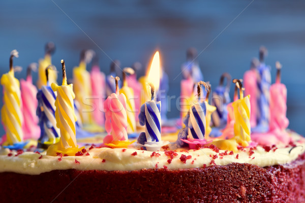 blowing out the candles of a cake Stock photo © nito