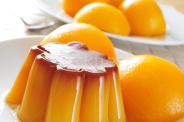 Karamel perzik siroop plaat ingesteld Stockfoto © nito