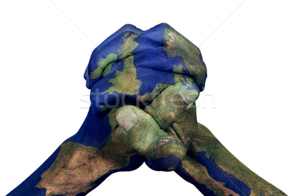 clasped hands patterned with a Europe map (furnished by NASA)  Stock photo © nito
