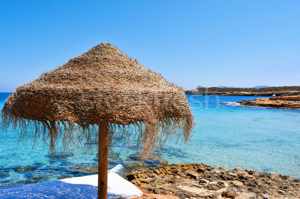 sunlounger and umbrella in Ibiza, Spain Stock photo © nito