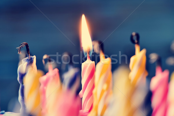 blowing out the candles of a cake Stock photo © nito