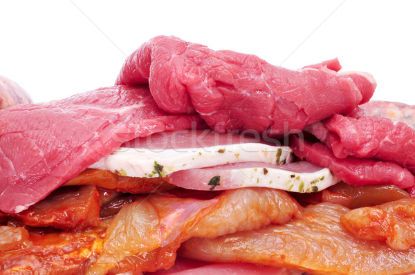 Foto stock: Crudo · carne · primer · plano · carne · de · vacuno · cerdo