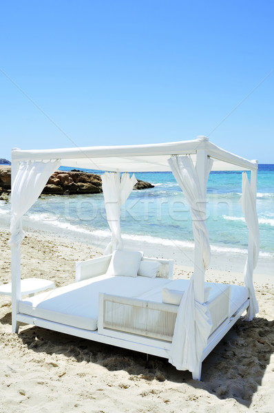 white bed in a beach club in Ibiza, Spain Stock photo © nito
