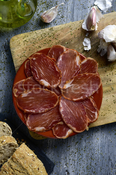 spanish lomo embuchado, cured pork tenderloin Stock photo © nito