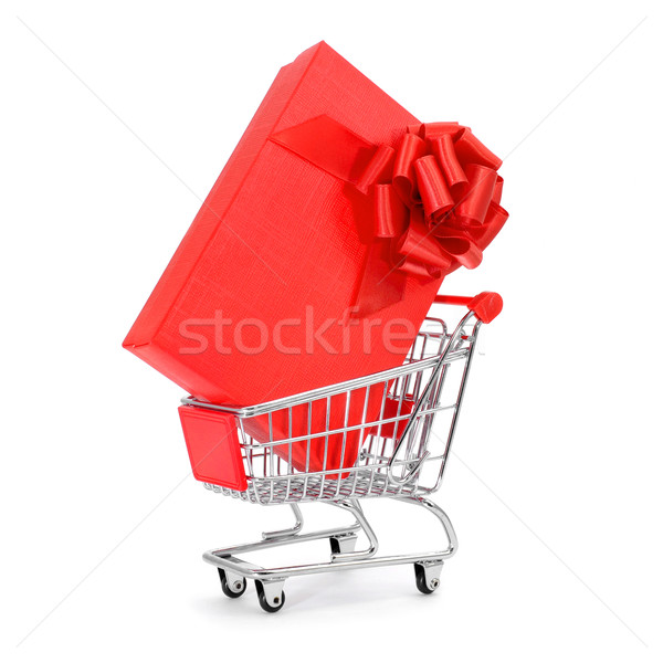 Regalo cesta de la compra rojo caja de regalo blanco Foto stock © nito