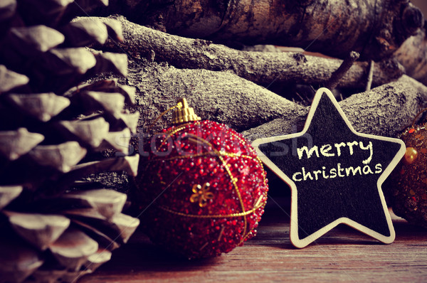text merry christmas in a star-shaped blackboard  Stock photo © nito