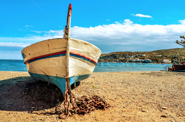 old fishing boat stranded on the beach in Cadaques, Costa Brava, Stock photo © nito