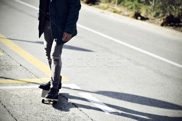 young man skateboarding, vignetted Stock photo © nito