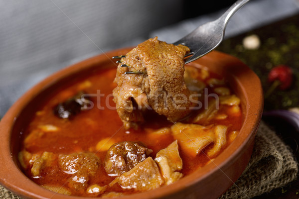 Spaniol carne de vită tocana castron tipic Imagine de stoc © nito