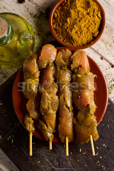 spiced chicken meat skewers Stock photo © nito