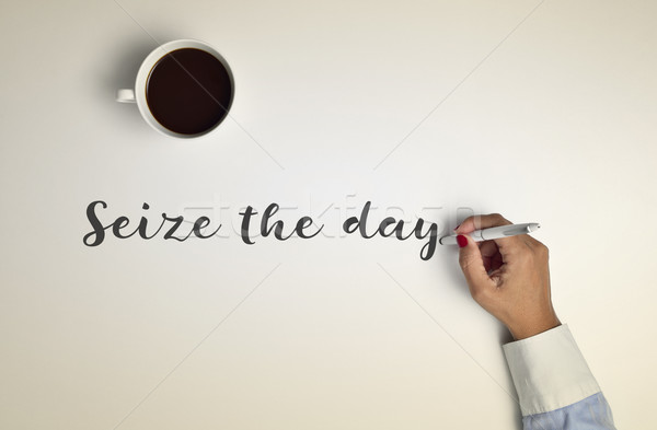cup of coffee and text seize the day Stock photo © nito